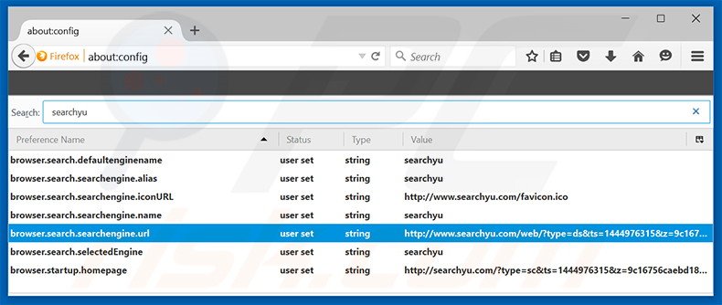 Removing searchyu.com from Mozilla Firefox default search engine