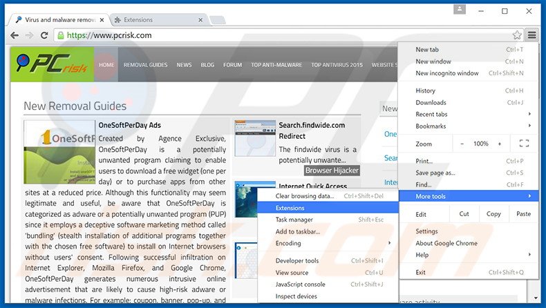 Removing SecurityPatchUpdater  ads from Google Chrome step 1