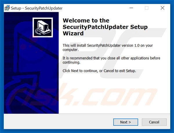 Official SecurityPatchUpdater adware installation setup