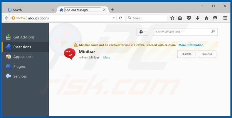 Removing start.iminent.com related Mozilla Firefox extensions