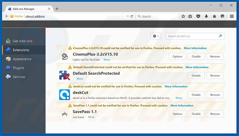 Removing thecoolestmoviesearch.com related Mozilla Firefox extensions