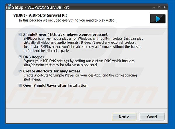Official VIDKit adware installation setup
