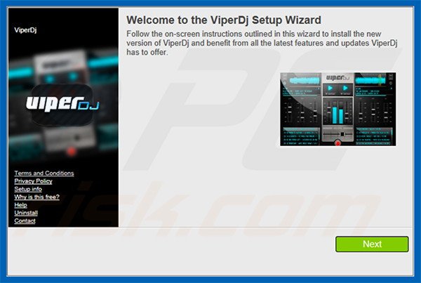 Official ViperDJ adware installation setup