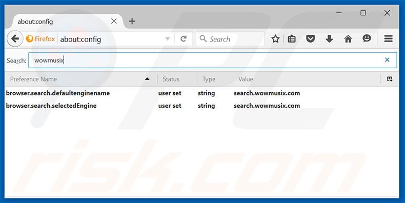 Removing search.wowmusix.com from Mozilla Firefox default search engine