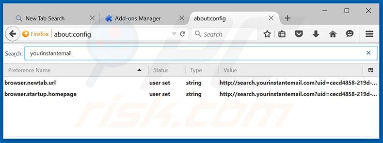 Removing search.yourinstantemail.com from Mozilla Firefox default search engine