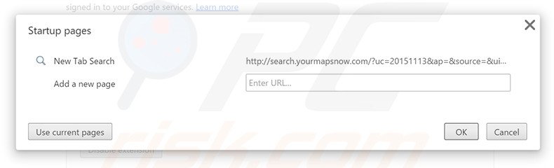Removing search.yourmapsnow.com from Google Chrome homepage