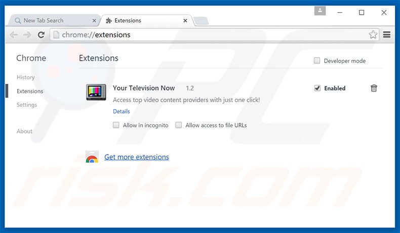 Removing search.yourtelevisionnow.com related Google Chrome extensions