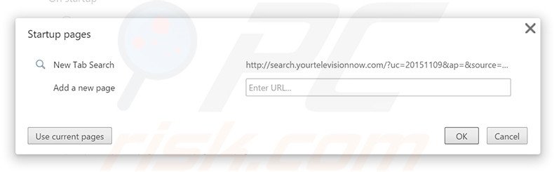 Removing search.yourtelevisionnow.com from Google Chrome homepage