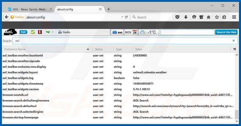 Removing search.aol.com from Mozilla Firefox default search engine