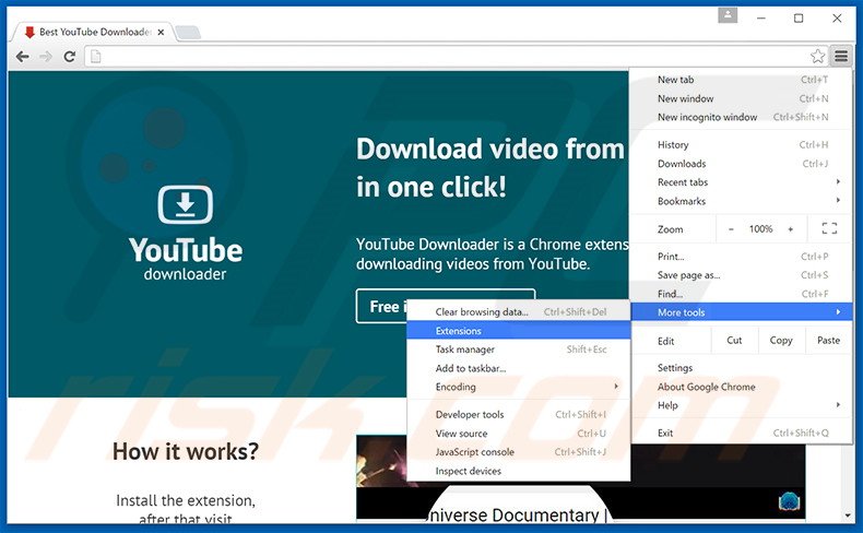 Removing Best YouTube Downloader  ads from Google Chrome step 1