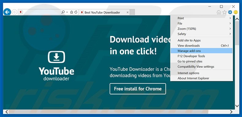 Removing Best YouTube Downloader ads from Internet Explorer step 1