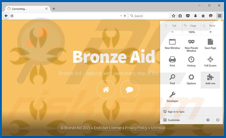 Removing Bronze Aid ads from Mozilla Firefox step 1
