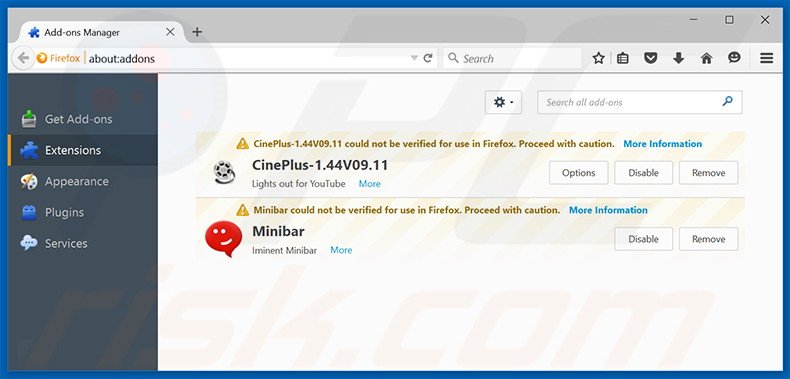 Removing Bronze Aid ads from Mozilla Firefox step 2