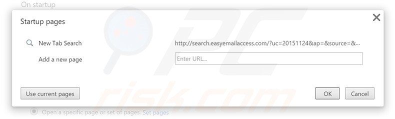 Removing search.easyemailaccess.com from Google Chrome homepage