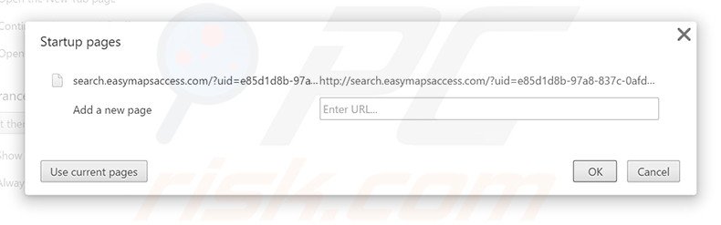 Removing search.easymapsaccess.com from Google Chrome homepage