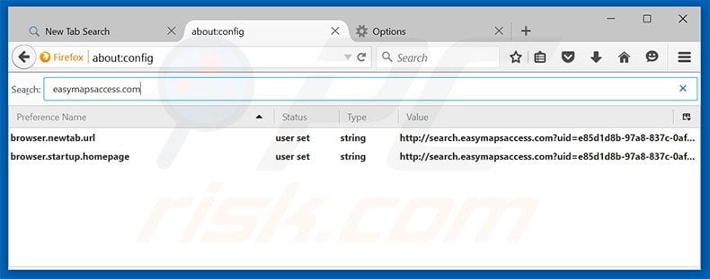 Removing search.easymapsaccess.com from Mozilla Firefox default search engine