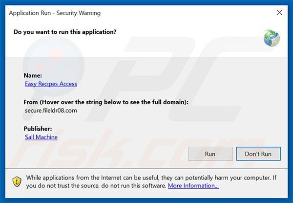 Official Easy Recipes Access browser hijacker installation setup