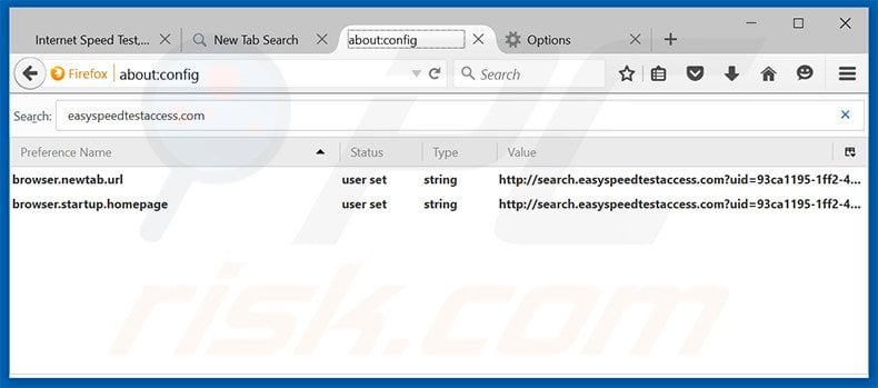 Removing search.easyspeedtestaccess.com from Mozilla Firefox default search engine