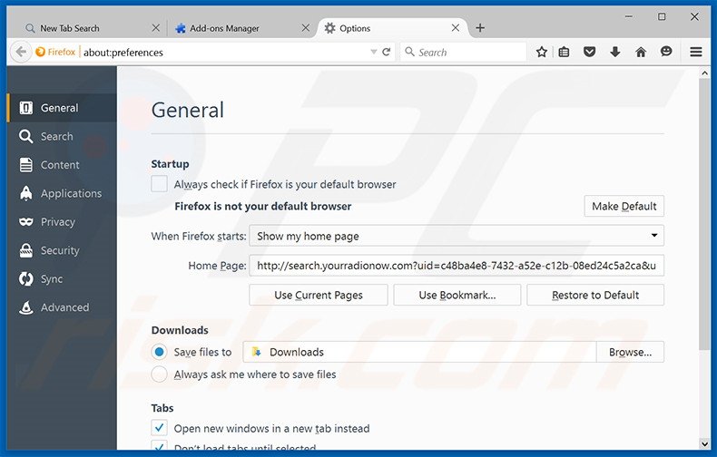 Removing search.easysportsaccess.com from Mozilla Firefox homepage