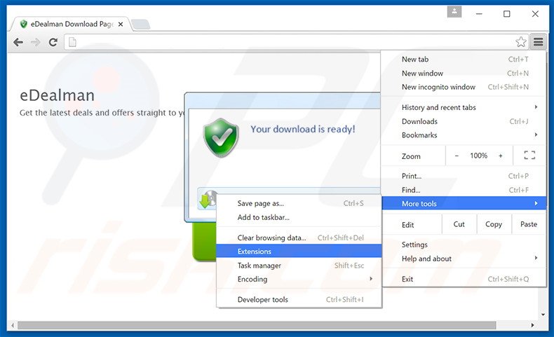 Removing eDealMan  ads from Google Chrome step 1