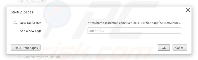 Removing search.searchfmn.com from Google Chrome homepage
