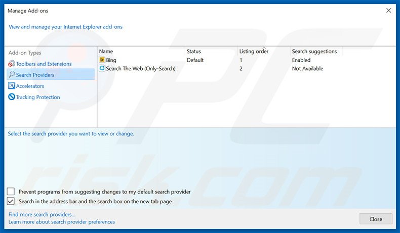 Removing filmate-search.com from Internet Explorer default search engine