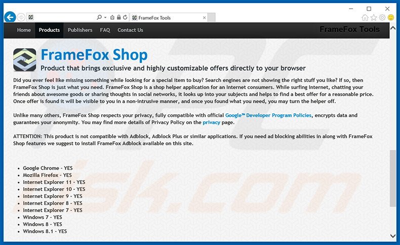 FrameFox Shop adware