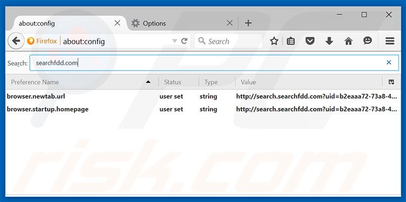 Removing search.searchfdd.com from Mozilla Firefox default search engine