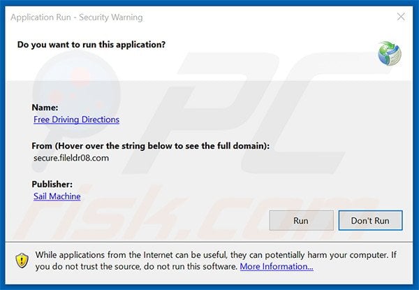 Official Free Driving Directions browser hijacker installation setup