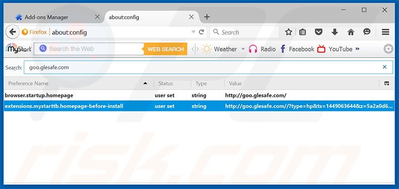 Removing goo.glesafe.com from Mozilla Firefox default search engine