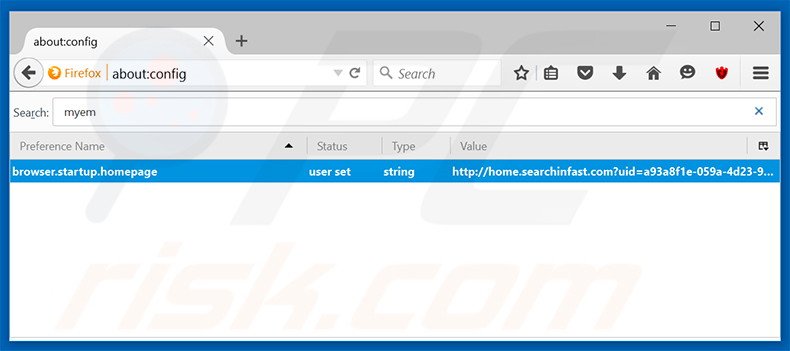 Removing home.searchinfast.com from Mozilla Firefox default search engine