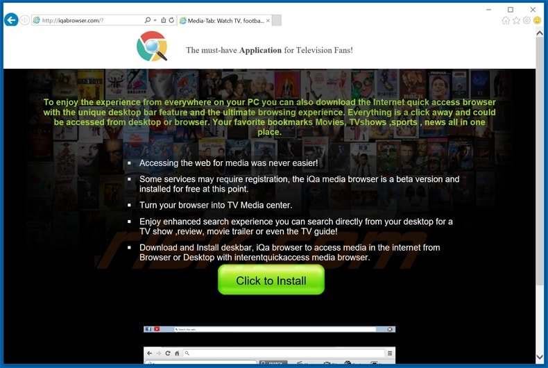 website promoting installation of search.internetquickaccess.com browser hijacker