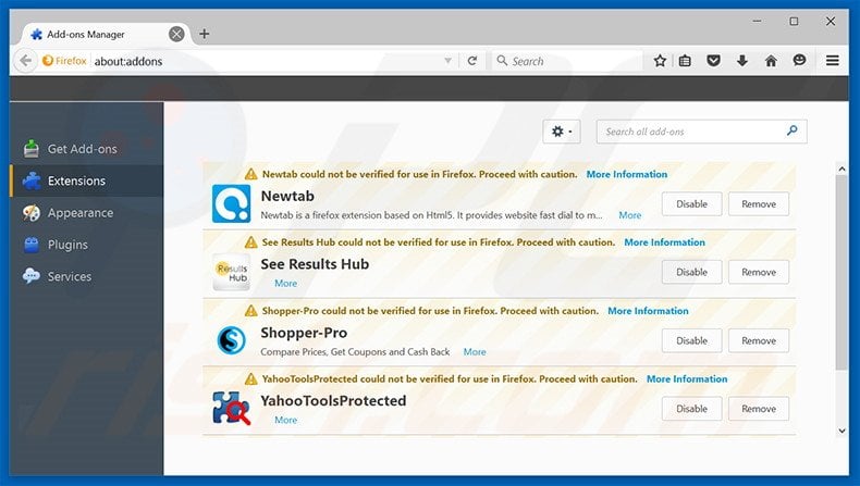 Removing iqasearch.com related Mozilla Firefox extensions