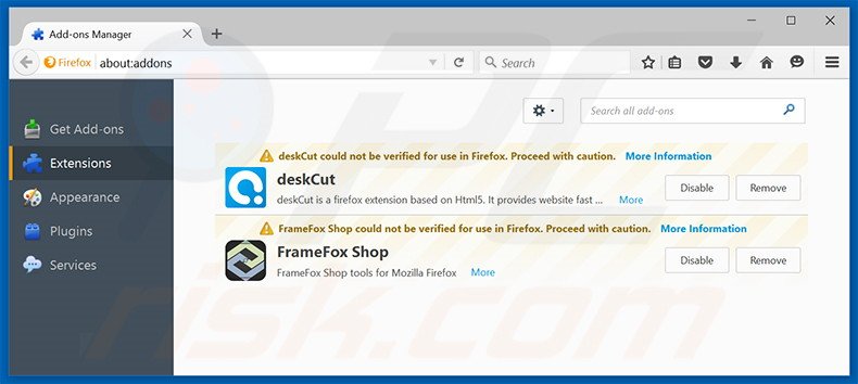 Removing istartpage123.com related Mozilla Firefox extensions