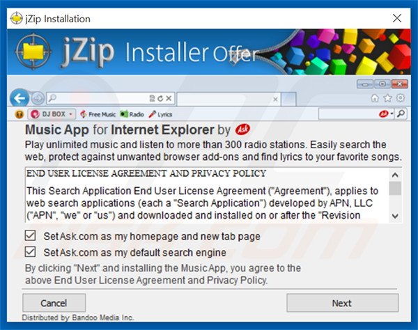 jZip distributing third party applications