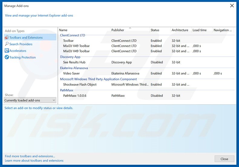 Removing KeyPlayer ads from Internet Explorer step 2