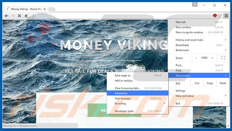 Removing Money Viking  ads from Google Chrome step 1