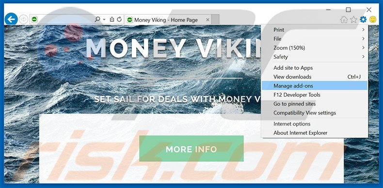 Removing Money Viking ads from Internet Explorer step 1