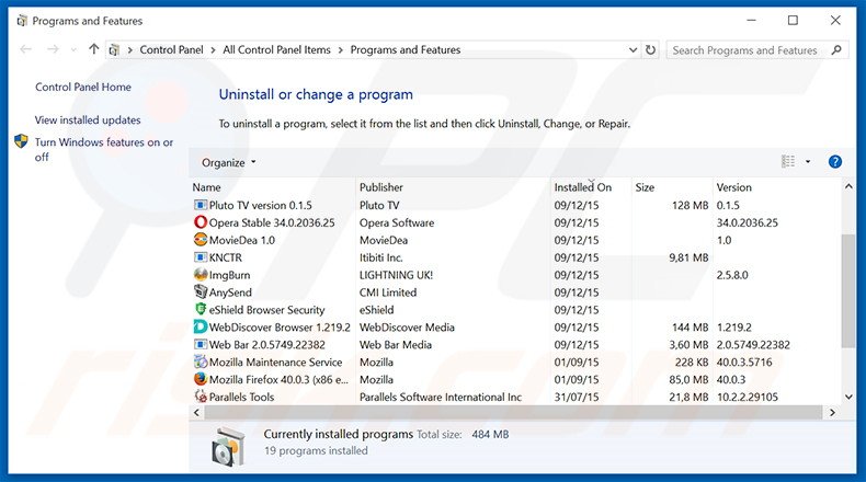 musixhub.searchalgo.com browser hijacker uninstall via Control Panel