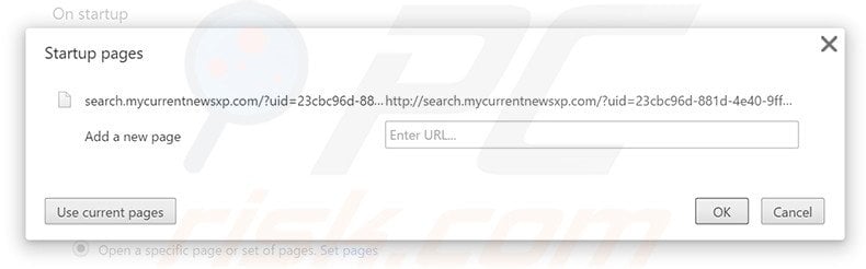 Removing Search.mycurrentnewsxp.com from Google Chrome homepage