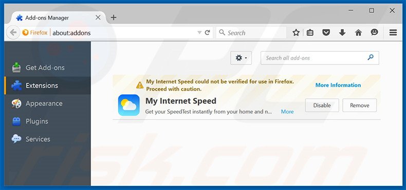 Removing search.searchmyis.com related Mozilla Firefox extensions