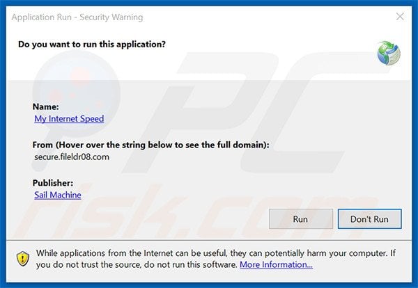 Official My Internet Speed browser hijacker installation setup