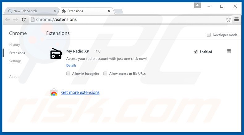 Removing search.myradioxp.com related Google Chrome extensions