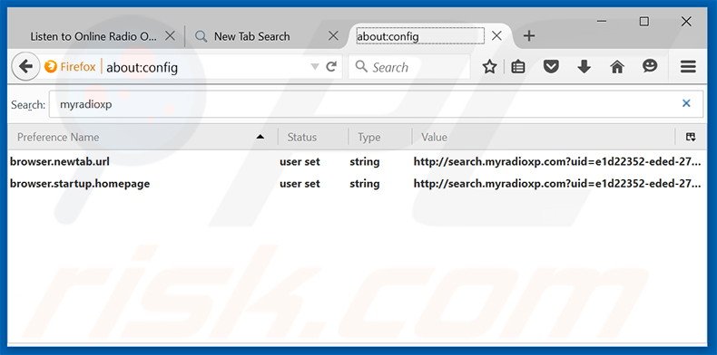 Removing search.myradioxp.com from Mozilla Firefox default search engine
