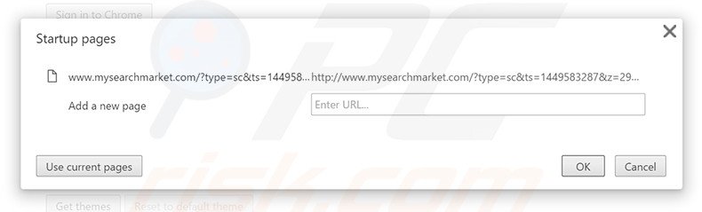 Removing mysearchmarket.com from Google Chrome homepage