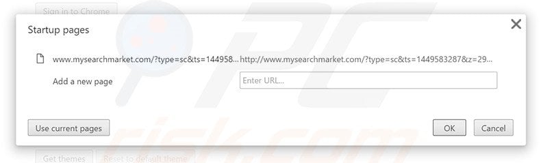 Removing mysearchmarket.com from Google Chrome homepage