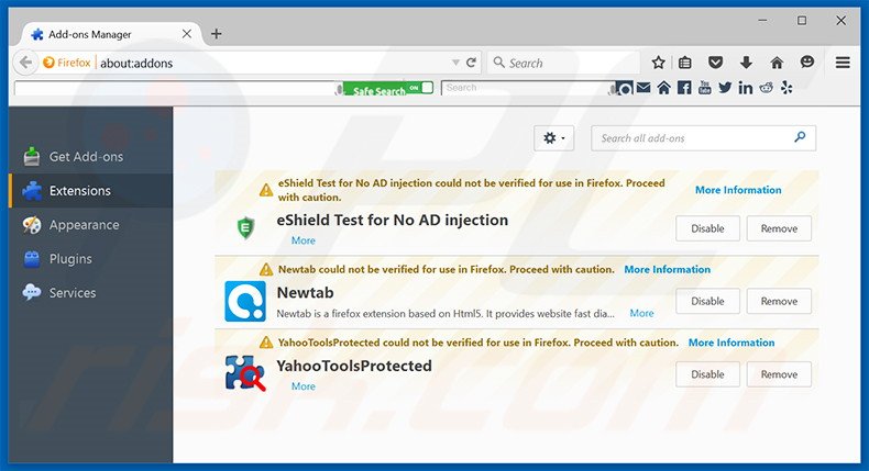 Removing mysearchmarket.com related Mozilla Firefox extensions