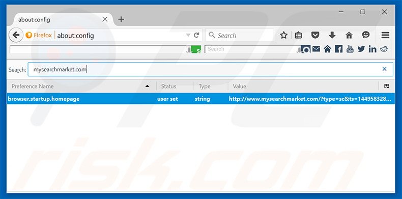 Removing mysearchmarket.com from Mozilla Firefox default search engine