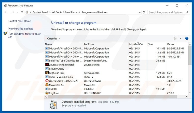 mysearchmarket.com browser hijacker uninstall via Control Panel