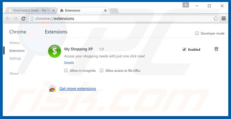 Removing search.myshoppingxp.com related Google Chrome extensions